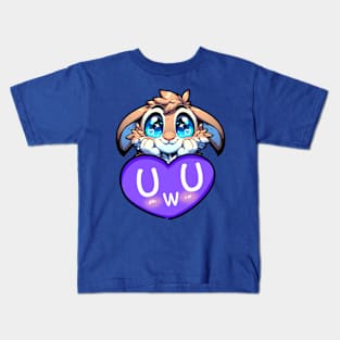 Blushing UwU Furry Anthro Bunny Heart Kids T-Shirt